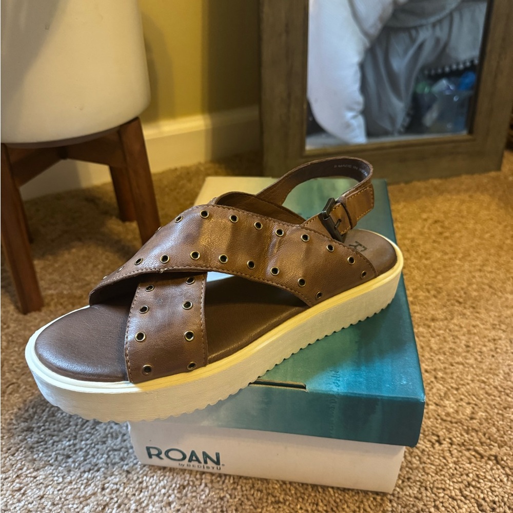 Brown Sandals with White Sole